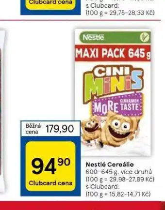 Tesco Nestlé cereálie nabídka