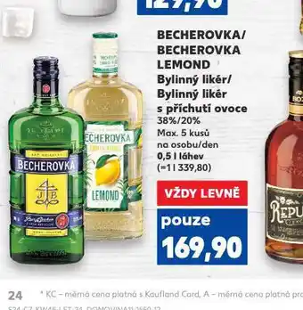 Kaufland Becherovka, becherovka lemond nabídka