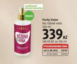 dm drogerie Purity vision bio růžová voda nabídka