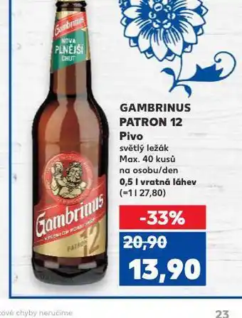 Kaufland Pivo gambrinus patron 12 nabídka
