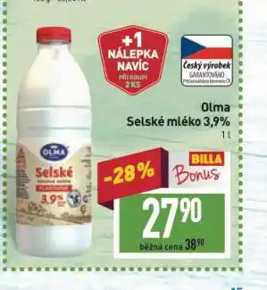 Billa Olma selské mléko nabídka