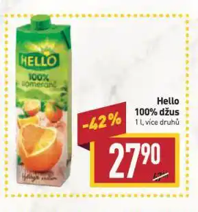Billa Hello 100% džus nabídka