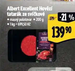 Albert Hovězí tatarák ze svíčkové nabídka