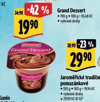 Albert Grand dessert nabídka