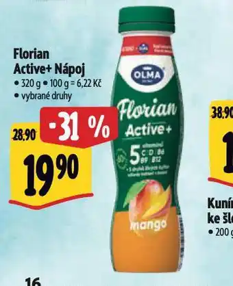 Albert Florian active+ nápoj nabídka