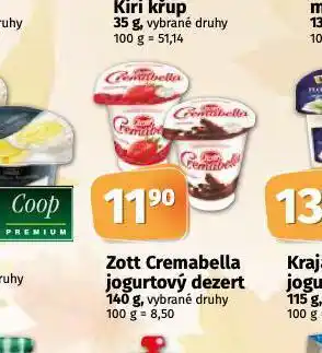 Coop Zott cremabella nabídka
