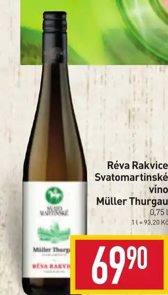 Billa Réva Rakvice Svatomartinské víno Müller Thurgau nabídka