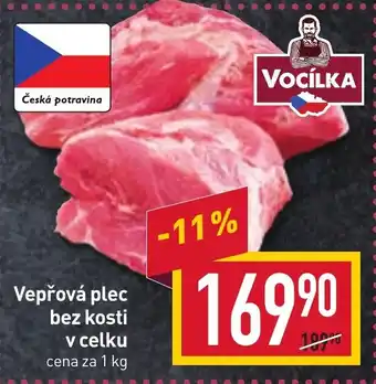 Billa Vepřová plec bez kosti v celku cena za 1 kg nabídka