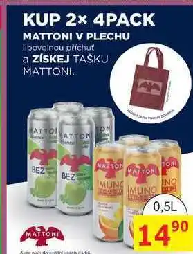 BENE Nápoje Mattoni plech, 0,5 l nabídka