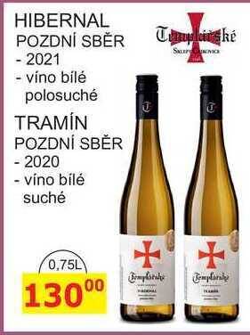 BENE Nápoje Hibernal pozdní sběr 2021 víno bílé polosuché, 0,75 l nabídka