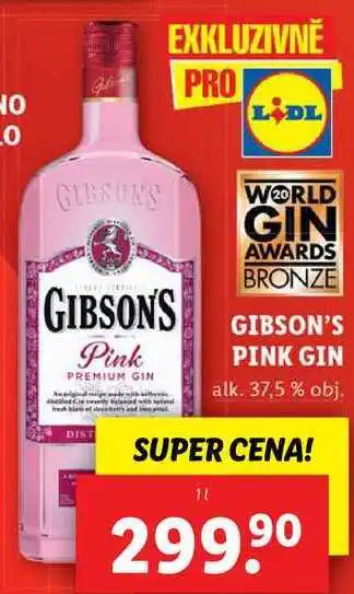 Lidl Gibson's pink gin, 1 l nabídka