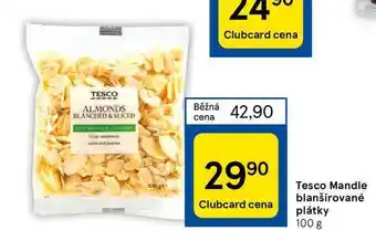 Tesco Tesco mandle blanšírované plátky 100 g nabídka