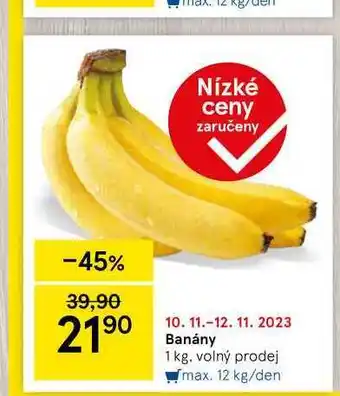 Tesco Banány 1 kg nabídka