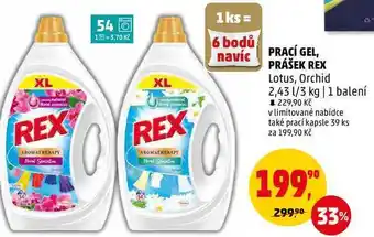 Penny Market Prací gel, prášek rex lotus, orchid, 2,43 l nabídka
