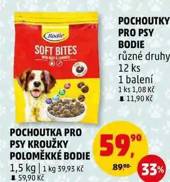 Penny Market Pochoutka pro psy kroužky poloměkké bodie, 1,5 kg nabídka