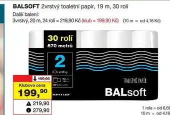 Barvy a laky drogerie Balsoft 2vrstvý toaletní papír, 19 m, 30 rolí nabídka