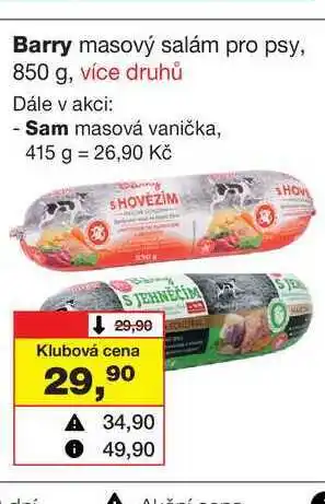 Barry masový salám pro psy, 850 g