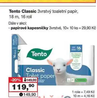 Barvy a laky drogerie Tento classic 3vrstvý toaletní papír, 18 m, 16 rolí nabídka
