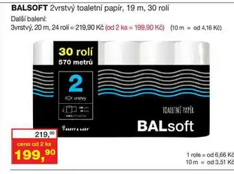 Ráj drogerie Balsoft 2vrstvý toaletní papír, 19 m, 30 rolí nabídka