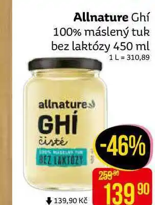 Teta Allnature ghí 100% máslený tuk bez laktózy 450 ml nabídka