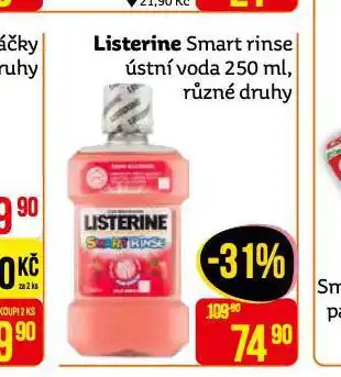 Teta Listerine smart rinse ústní voda nabídka