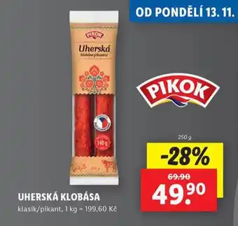 Lidl Uherská klobása nabídka