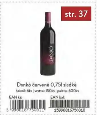 Qanto Danko červené 0,75 l. sladké nabídka