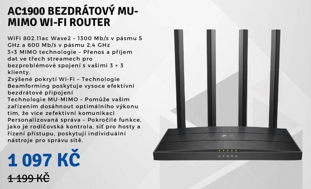 Planeo Elektro AC1900 BEZDRÁTOVÝ MU-MIMO WI-FI ROUTER nabídka
