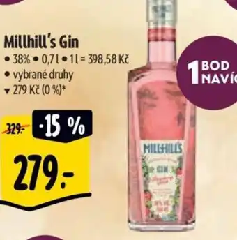 Albert Millhill's Gin nabídka