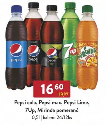 Qanto Pepsi cola, Pepsi max, Pepsi Lime, 7Up, Mirinda pomeranč nabídka