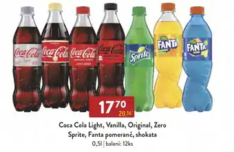 Qanto Coca Cola Light, Vanilla, Original, Zero Sprite, Fanta pomeranč, shokata nabídka