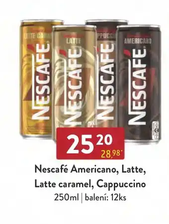 Qanto Nescafé Americano, Latte, Latte caramel, Cappuccino nabídka
