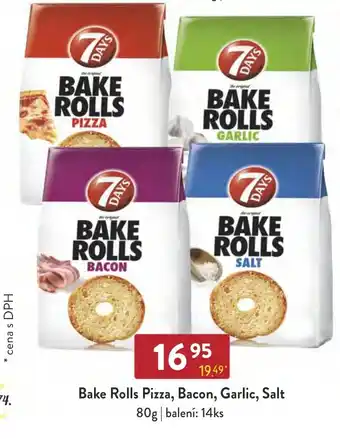 Qanto Bake Rolls Pizza, Bacon, Garlic, Salt 80g nabídka
