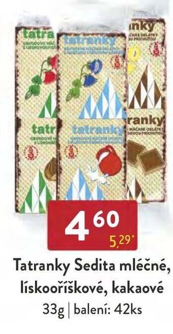 Qanto Tatranky Sedita mléčné, lískooříškové, kakaové nabídka