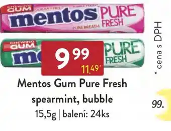 Qanto Mentos Gum Pure Fresh spearmint, bubble nabídka