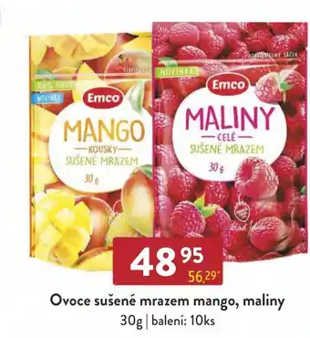 Ovoce sušené mrazem mango, maliny
