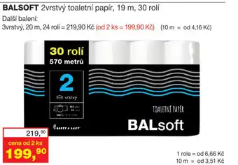 Ráj drogerie BALSOFT 2vrstvý toaletní papír, 19 m, 30 rolí nabídka