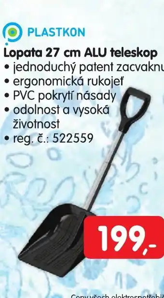 PLASTKON Lopata 27 cm ALU teleskop