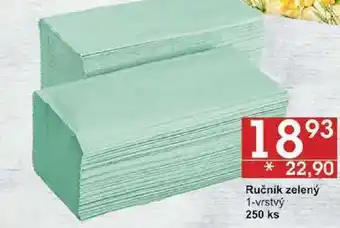 Ručnik zelený 1-vrstvý, 250 ks