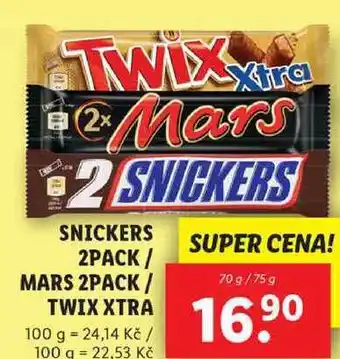 Lidl Snickers 2pack/mars 2pack/twix xtra, 70 g/75 g nabídka