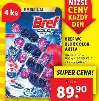 Lidl Bref wc blok color aktiv, 4x 50 g nabídka