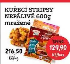 RABBIT řeznictví Kuřecí stripsy nepálivé 600g mražené nabídka