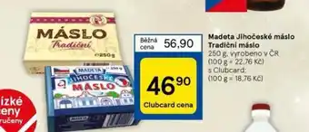 Tesco Madeta jihočeské máslo, tradiční máslo nabídka