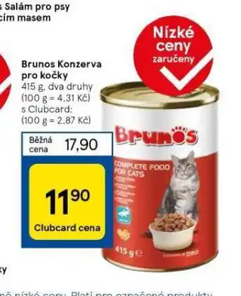 Tesco Brunos konzerva pro kočky nabídka