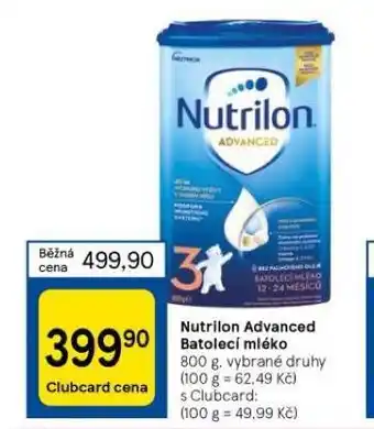 Tesco Nutrilon advanced batolecí mléko nabídka