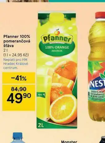 Tesco Pfanner 100% pomerančová šťáva nabídka