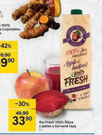 Tesco Rio fresh 100% šťáva z jablek a červené řepy nabídka