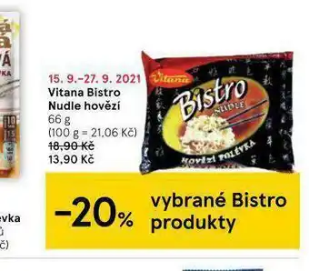 Tesco Vitana bistro nudle hovězí nabídka