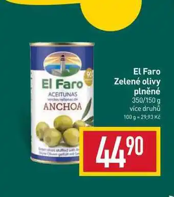 Billa El faro zelené olivy plněné 350/150 g nabídka