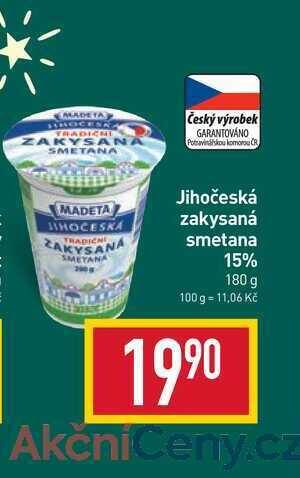 Billa Jihočeská zakysaná smetana 15% 180 g nabídka